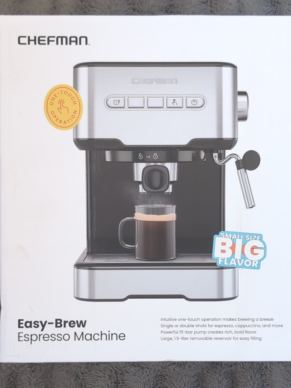 CHEFMAN Easy-Brew Espresso Machine Silver & Black